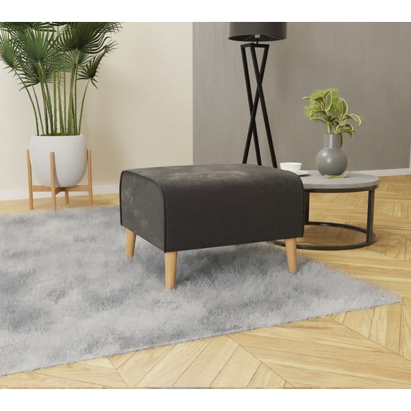 Tumši pelēks samta kāju soliņš Carole – Ropez-image-2