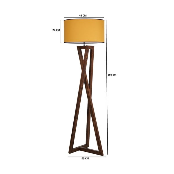 Sinepju dzeltena/brūna stāvlampa ar auduma abažūru (augstums 149 cm) Maçka – Opviq lights-image-3