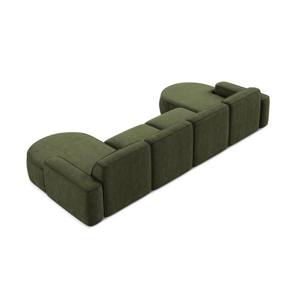 Zaļš (U veida) stūra dīvāns no šenila auduma Omao – Makamii-image-3