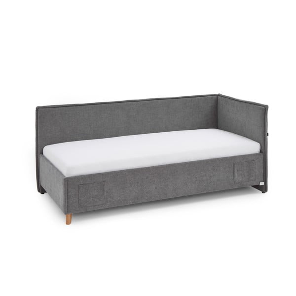 Pelēka polsterēta stūra bērnu gulta bez režģa 90x200 cm Fun – Meise Möbel