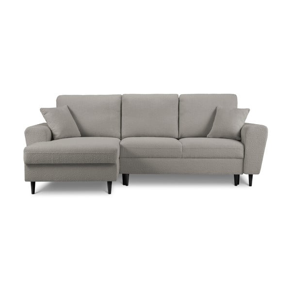 Gaiši pelēks salokāms stūra dīvāns ar uzglabāšanas vietu no buklē auduma (ar kreiso stūri/ar zvilni) Kyoto – Cosmopolitan Design