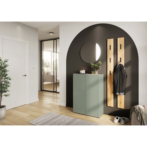 Gaiši zaļa priekšnama iekārta ar ozolkoka imitāciju 104x200x33 cm Alviano – Germania-image-1