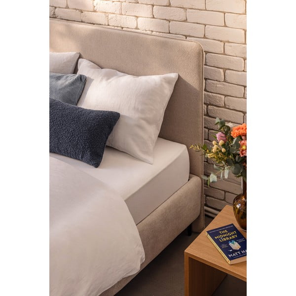 Bēša polsterēta divvietīga gulta ar redelēm 160x200 cm Noira Slim – Bonami Selection-image-3
