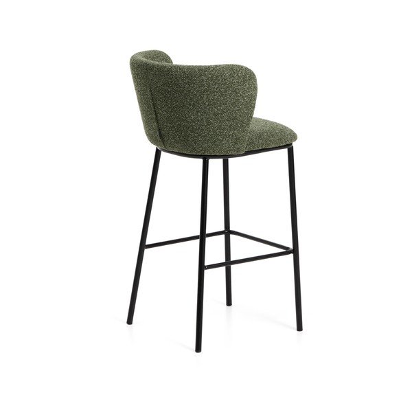 Tumši zaļš polsterēts bāra krēsls (sēdekļa augstums 75 cm) Ciselia – Kave Home-image-4