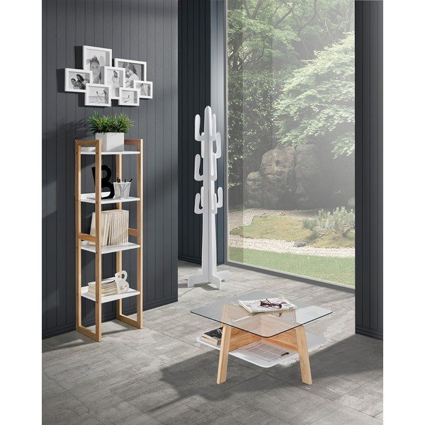 Dabīga toņa žurnālgaldiņš ar stikla galda virsmu 60x60 cm Varm – Tomasucci-image-1