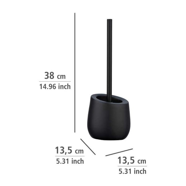 Matēti melna keramikas tualetes birste Badi – Wenko-image-3