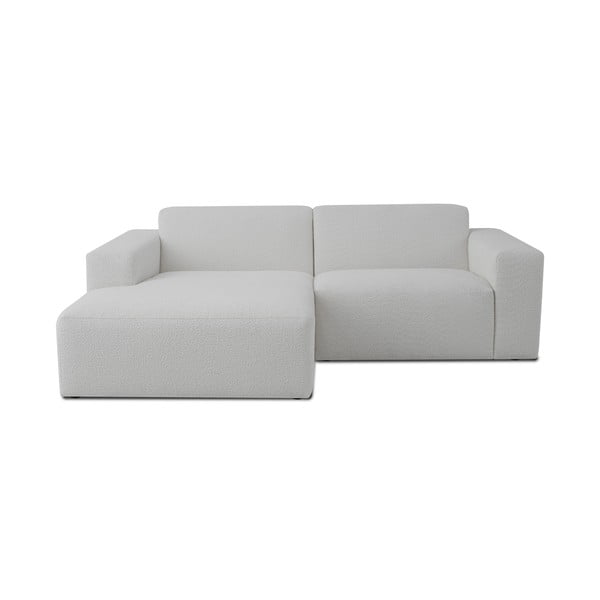 Balts stūra dīvāns no buklē auduma (ar kreiso stūri) Roxy – Scandic