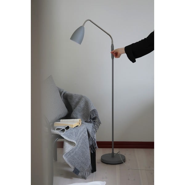 Pelēka LED stāvlampa ar regulējamu spilgtumu un metāla abažūru (augstums 140 cm) Patro – Markslöjd-image-1
