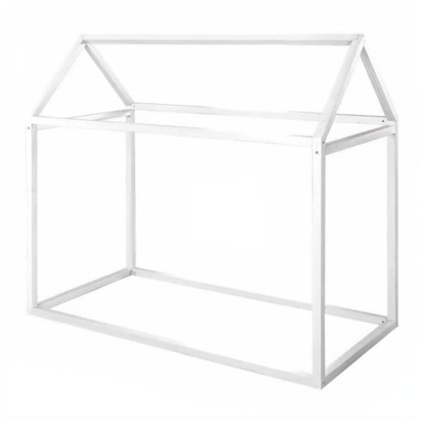 Balta bērnu gulta mājas formā 70x140 cm Montessori – Roba