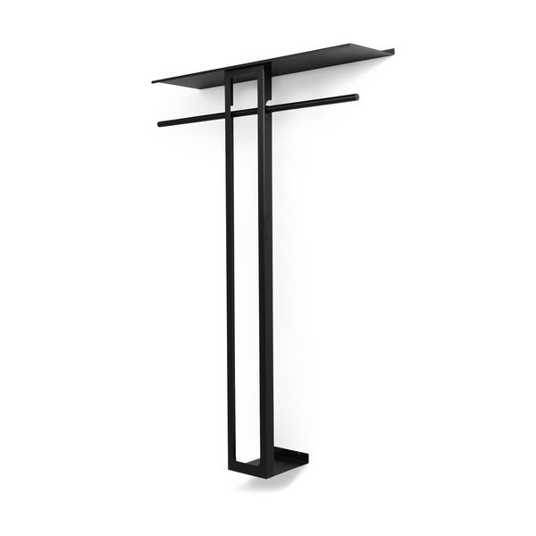 Melns tērauda sienas pakaramais ar plauktu 100 cm Luno Large – Spinder Design