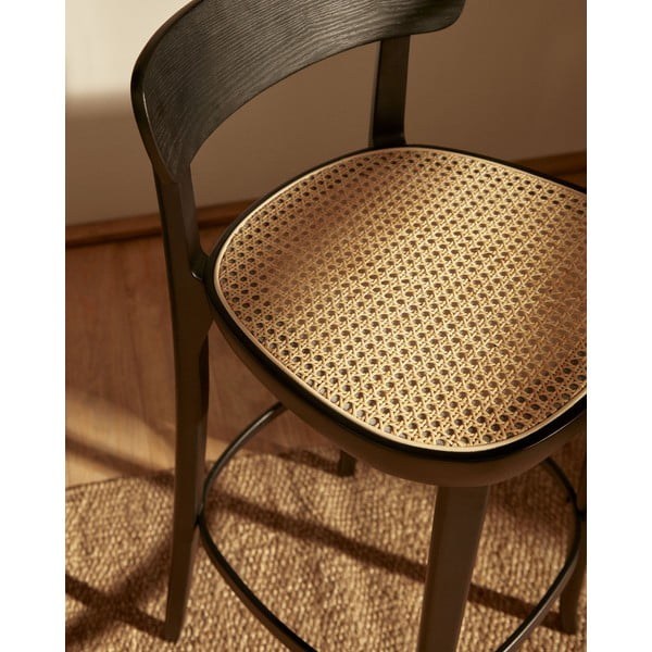 Melns bāra krēsls no oškoka 99 cm Romane – Kave Home-image-2