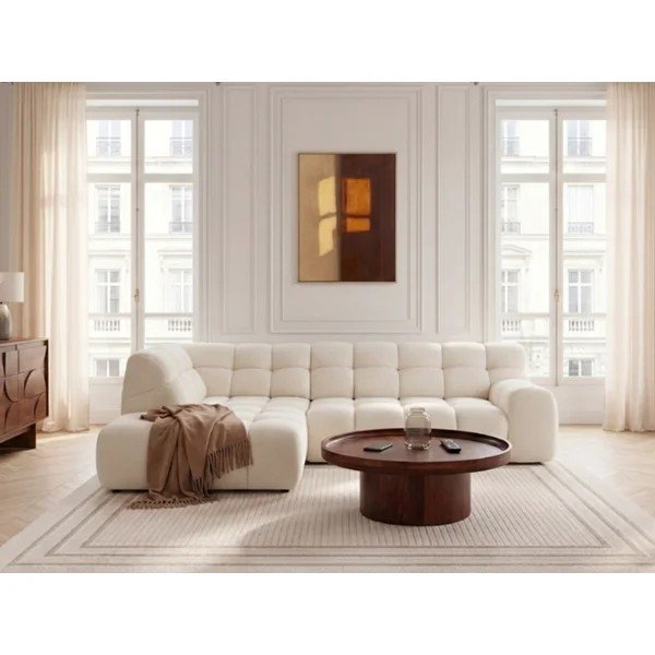 Balts salokāms/su elektriniu sėdynės reguliavimu stūra dīvāns (ar kreiso stūri/L veida) Andre – Bobochic Paris-image-1