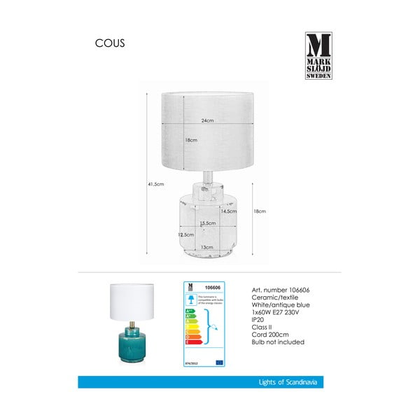 Zila un balta galda lampa Markslöjd Cous-image-4