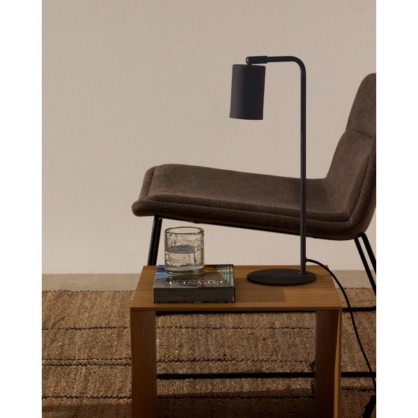 Melna metāla galda lampa (augstums 49 cm) Manie – Kave Home-image-1