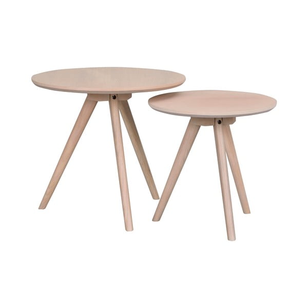 Ozola masīvkoka apaļi sānu galdiņi (2 gab.) ø 50 cm Yumi – Rowico-image-2