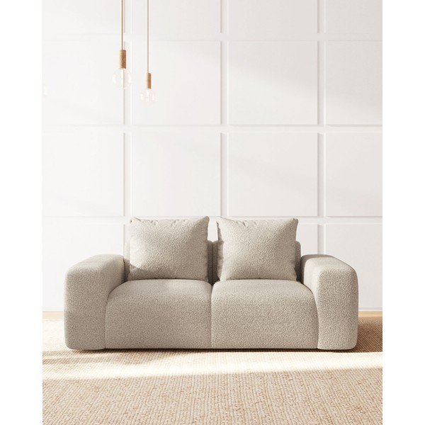 Bēšs dīvāns no buklē auduma 212 cm Feiro – MESONICA-image-3
