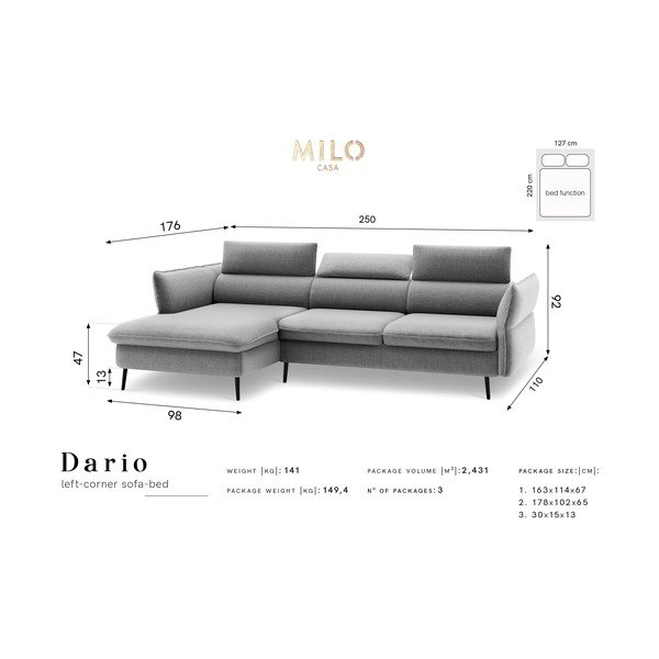 Zaļš izlaižamais stūra dīvāns ar glabāšanas vietu Milo Casa Dario, kreisais stūris-image-2