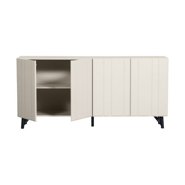 Krēmkrāsas priedes masīvkoka zema kumode 181x85 cm Miller – WOOOD-image-3