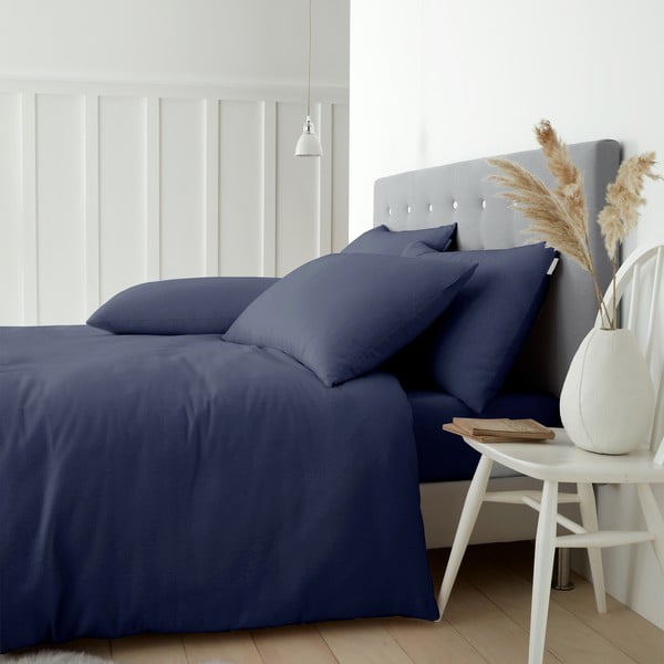 Tumši zila divvietīga kokvilnas gultas veļa 200x200 cm – Catherine Lansfield
