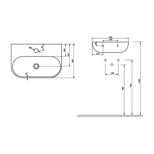 Melna keramikas tualetes izlietne 42x29 cm Nerissa – Sapho-image-2
