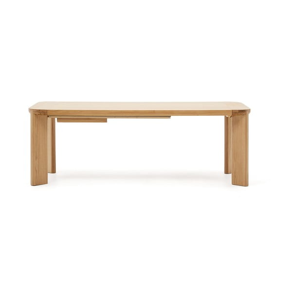 Dabīga toņa izvelkams ēdamgalds ar ozolkoka imitācijas galda virsmu 100x200 cm Jondal – Kave Home-image-4