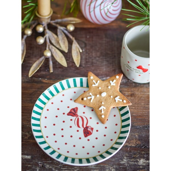 Balts deserta māla šķīvis ar Ziemassvētku motīvu ø 16 cm Yule – Bloomingville-image-1
