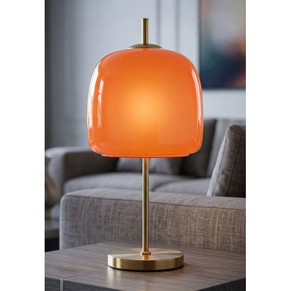 Oranža/zelta krāsas metāla galda lampa ar stikla abažūru (augstums 53 cm) Oldy – Mauro Ferretti-image-1