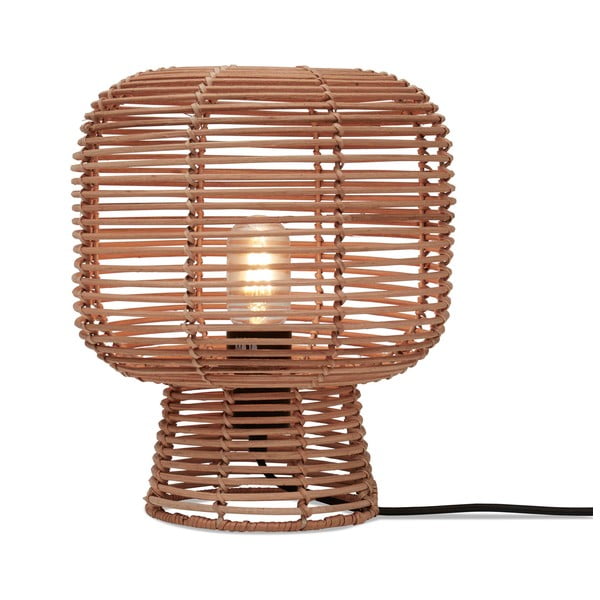 Dabīga toņa galda lampa ar rotangpalmas abažūru (augstums 30 cm) Tanami – Good&Mojo