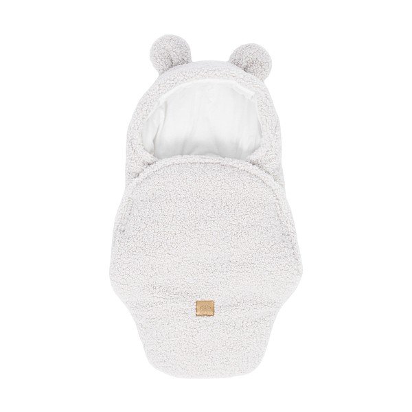 Ziloņkaula krāsas bērnu ietinamā sedziņa no Sherpa flīsa 45x80 cm – Meowbaby