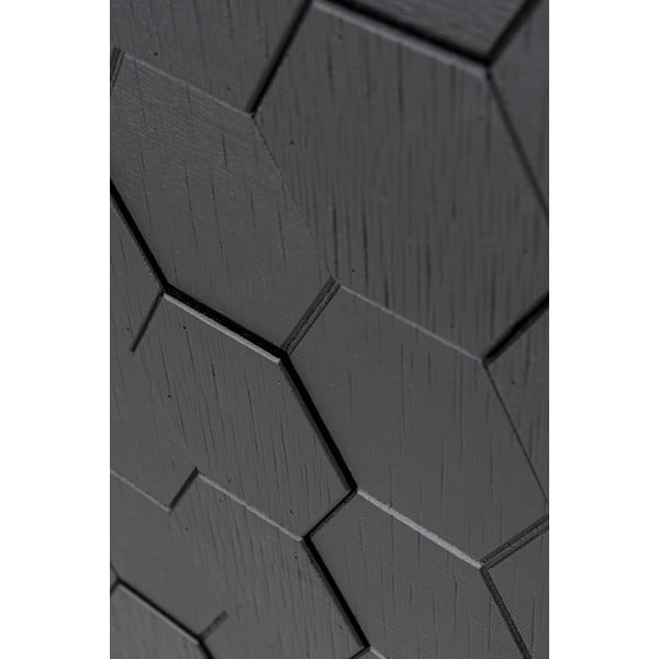 Melna priedes masīvkoka zema kumode 135x90 cm Linc – White Label-image-4