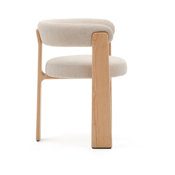 Bēšs/dabīga toņa oša masīvkoka ēdamistabas krēsls ar roku balstiem Granite – Kave Home-image-4