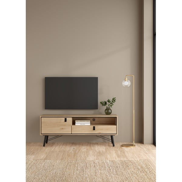Dabīga toņa TV galdiņš ar ozolkoka imitāciju 150x60x40 cm Ry – Tvilum-image-1