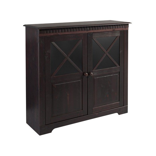 Tumši brūna priedes masīvkoka vitrīna 95x35 cm Lisa – Støraa-image-3