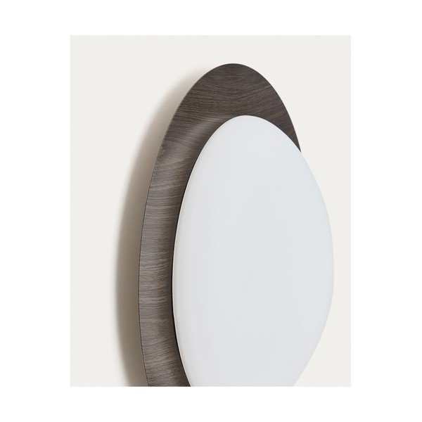 Tumši brūna metāla LED sienas lampa ø 40 cm Novae – Kave Home-image-3