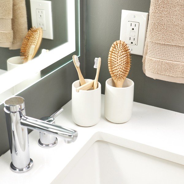 Balta keramikas trauks zobu birstēm iDesign Vanity-image-1