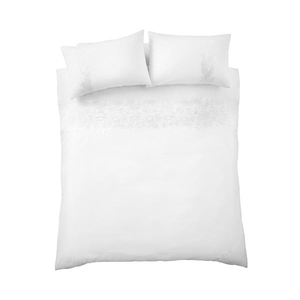 Balta divguļamā kokvilnas gultas veļa 200x200 cm Embroidery Floral – Bianca