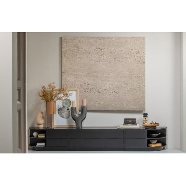 Melns priedes masīvkoka modulārais TV galdiņš 228x40 cm Finca – WOOOD-image-1