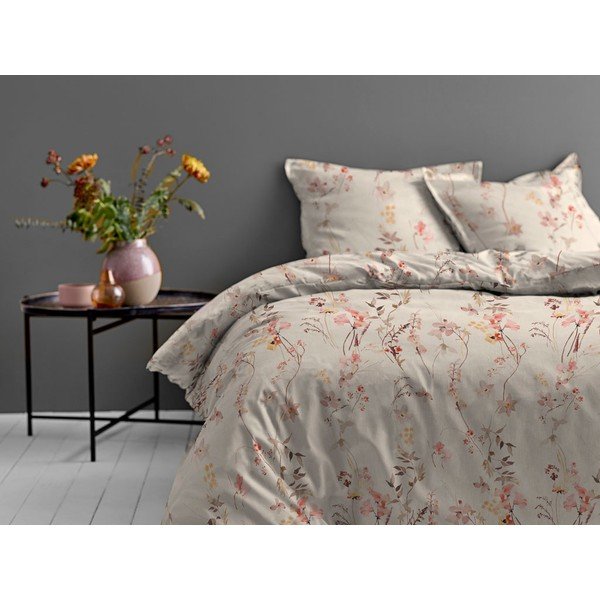 Bēšas krāsas kokvilnas satīna vienvietīga gultas pārklājs Södahl Meadow, 140 x 220 cm-image-1