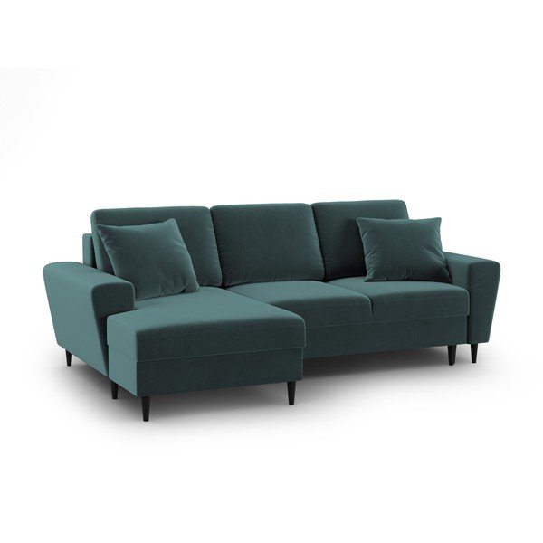 Zaļganzils samta salokāms stūra dīvāns ar uzglabāšanas vietu (ar kreiso stūri/ar zvilni) Kyoto – Cosmopolitan Design-image-1