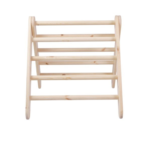 Rozā/dabīga toņa priedes masīvkoka kāpelēšanas trijstūris 61x60x60 cm Montessori – Meowbaby-image-4