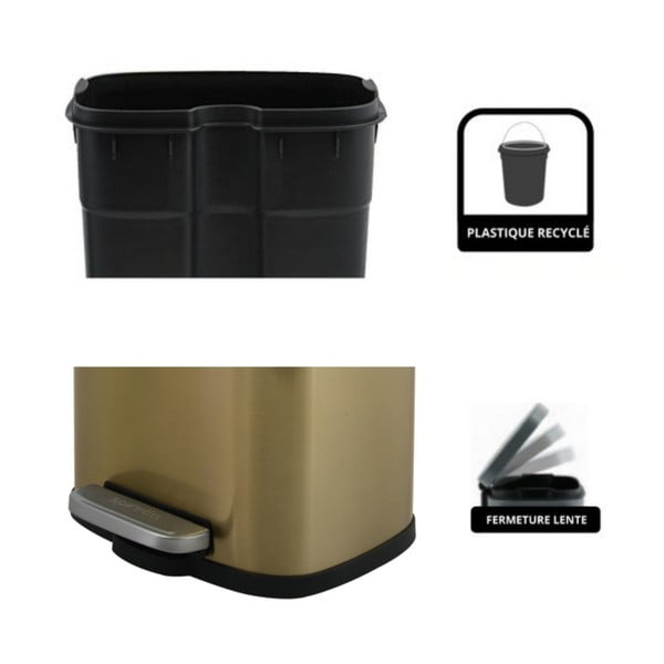 Matētas zelta krāsas tērauda atkritumu tvertne ar pedāli 5 l   Akira – Spirella-image-3