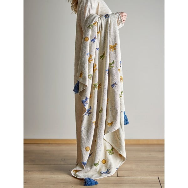 Krēmkrāsas bērnu sega 130x160 cm Plane – Bloomingville Mini-image-1