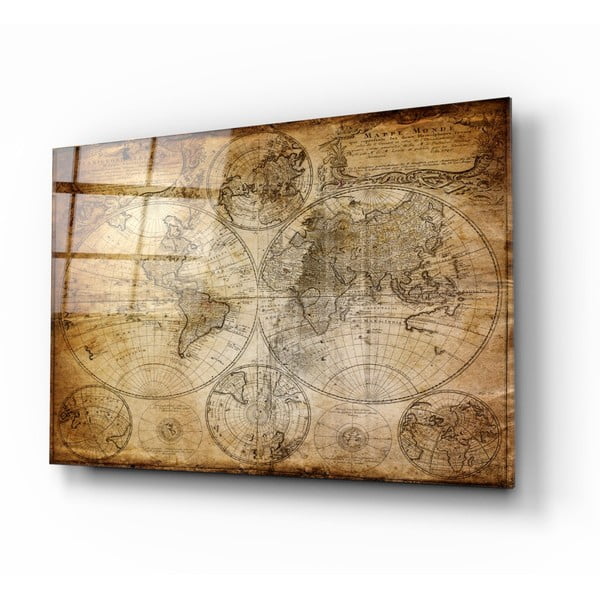 Stikla glezna Insigne World Map, 110 x 70 cm