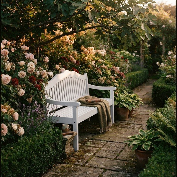 Balts masīvkoka dārza sols Austin – Garden Pleasure-image-1