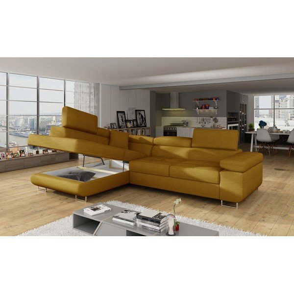 Dzeltens salokāms/ar uzglabāšanas vietu stūra dīvāns (ar kreiso stūri/L veida) Anton – ELTAP-image-4