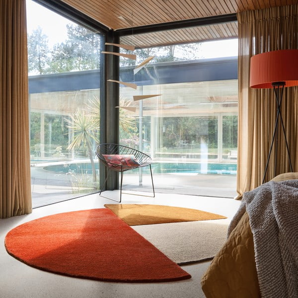 Ķieģeļu sarkans ar rokām darināts vilnas apaļš paklājs ø 200 cm Mia Segment – Flair Rugs-image-1