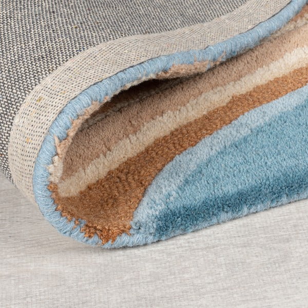 Zils ar rokām darināts vilnas celiņa paklājs 60x230 cm Abstract Flow – Flair Rugs-image-3