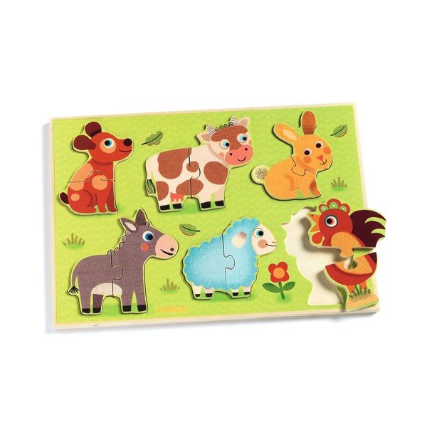 Bērnu koka puzle ar mājdzīvnieku motīviem Djeco