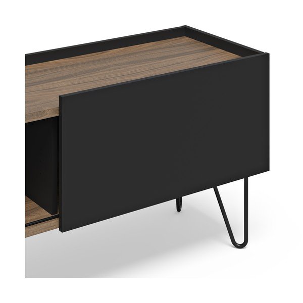 Melns/brūns TV galdiņš ar riekstkoka imitāciju 140x59 cm Nina – TemaHome-image-4