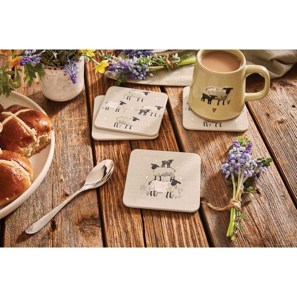 Pelēkbrūni korķa paliktņi (4 gab.) Highland Sheep – Cooksmart ®-image-1